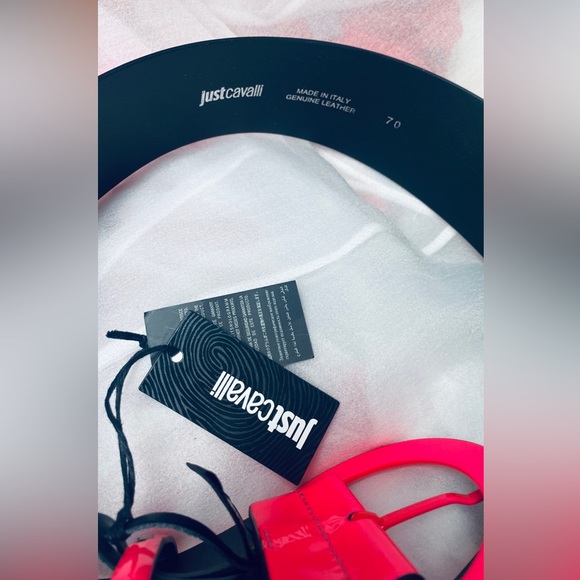 Roberto Cavalli patent leather Barbie pink neon wide waist belt adjustable - Picture 7 of 10